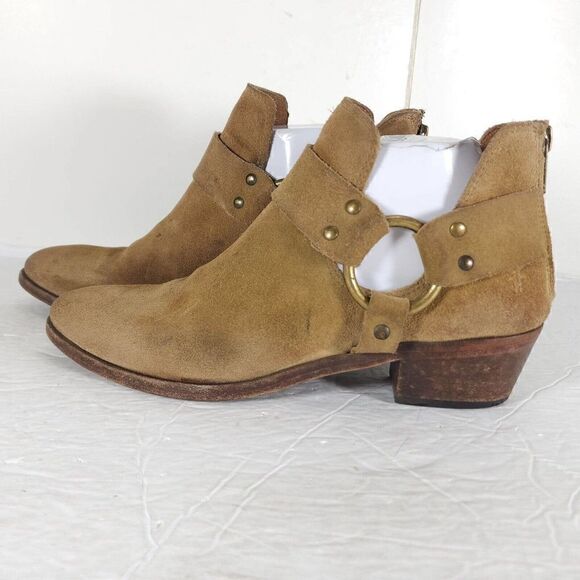 Frye Women's Ray Harness US 7M Brown Suede Back Zip Ankle Booties Boots - Picture 2 of 16